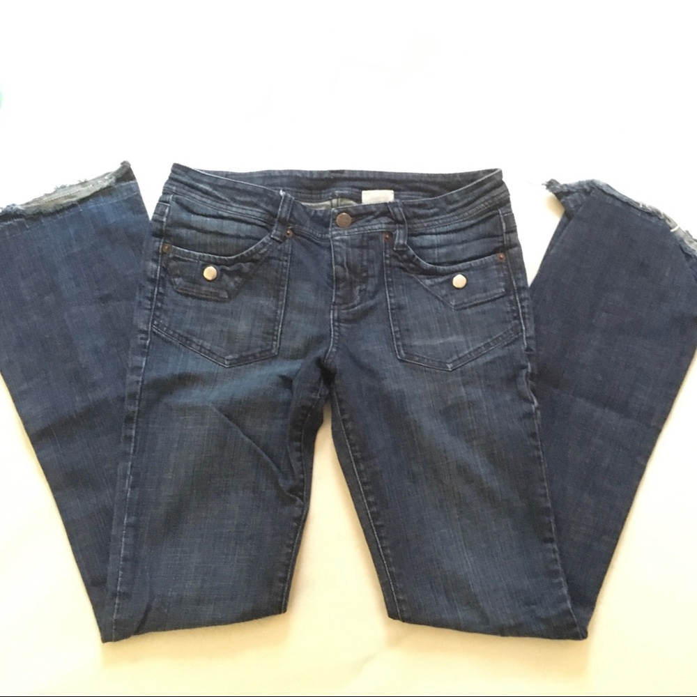 VOLCOM STONE• Dark Denim Distressed Bootcut Jeans